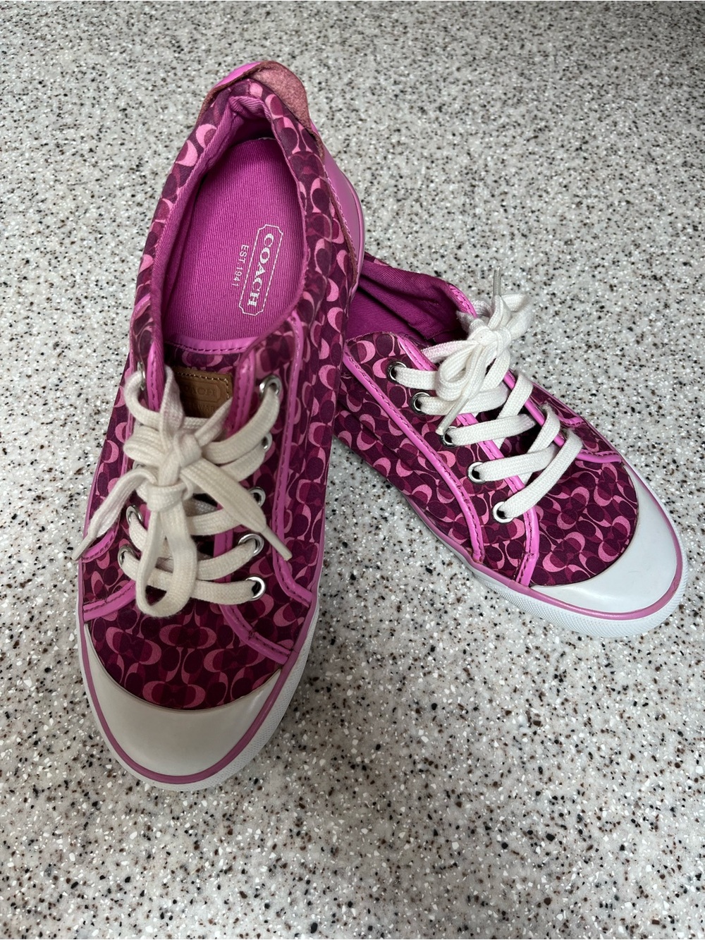 COACH Pink Signature Canvas Lace-Up Sneakers
